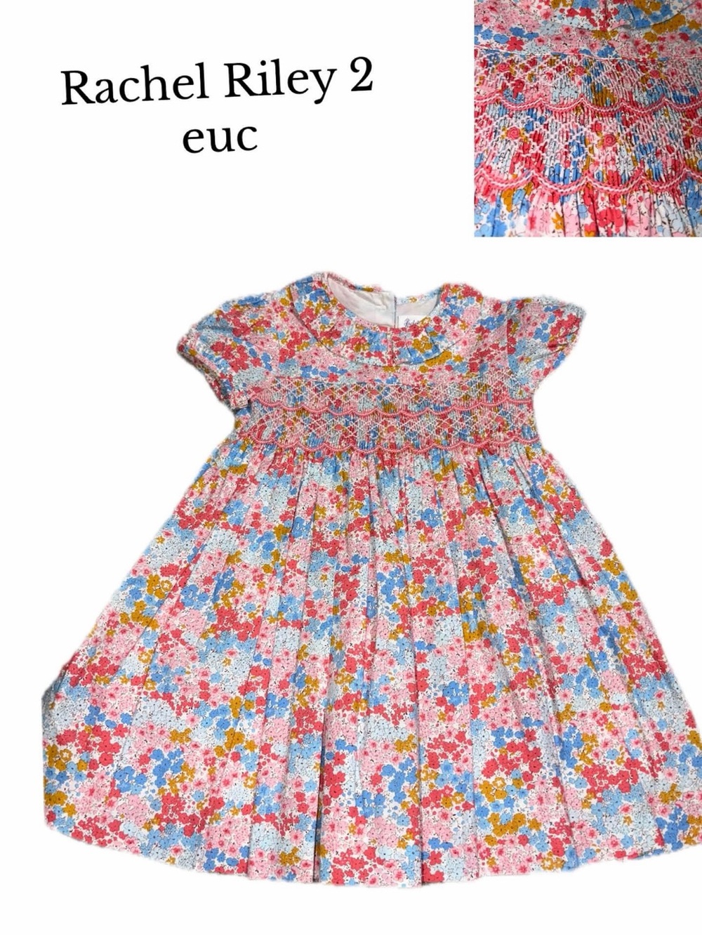 Rachel Riley smocked floral dress. High end luxury